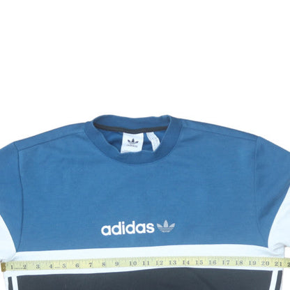 Mens UK Size S Adidas Blue Pullover Sweatshirt