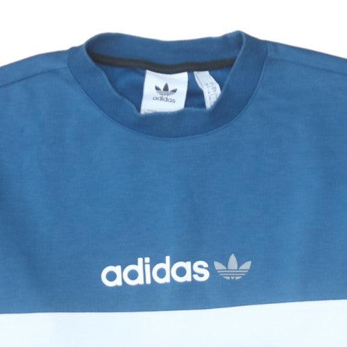 Mens UK Size S Adidas Blue Pullover Sweatshirt