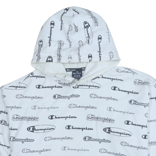 Mens UK Size M Champion White Pullover Hoodie