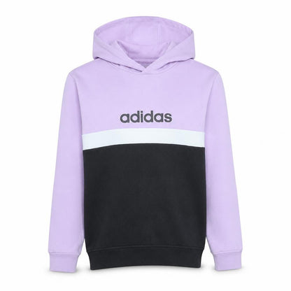 Front view of Adidas girls’ lilac and black colourblock pullover hoodie -, size 13-14, years