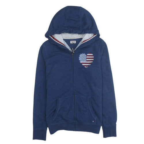 Womens UK Size M Hilfiger Denim Blue Full Zip Hoodie