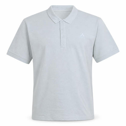 Front view of Adidas Men's Beige Short Sleeve Cotton Polo Shirt, size M