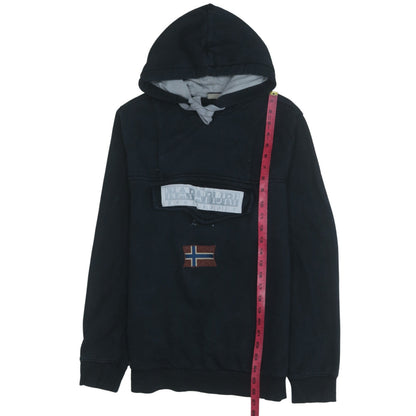 Mens UK Size M Napapijri Black Pullover Hoodie