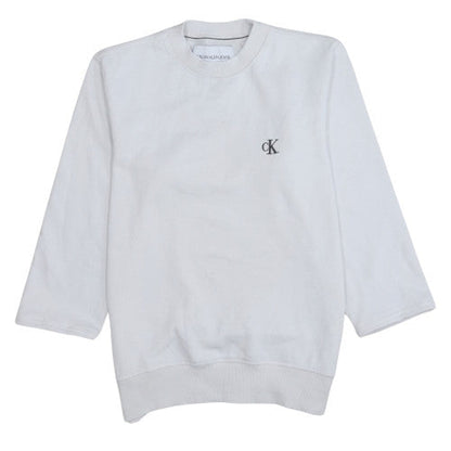 Womens UK Size S Calvin Klein Jeans White Pullover Sweatshirt