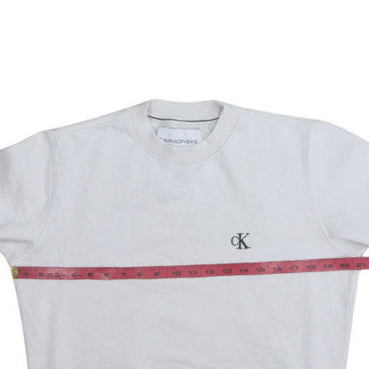 Womens UK Size S Calvin Klein Jeans White Pullover Sweatshirt