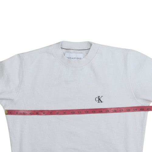 Womens UK Size S Calvin Klein Jeans White Pullover Sweatshirt