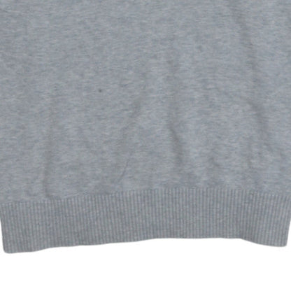 Tommy Hilfiger Men's Grey V-Neck Cotton Jumper Size S
