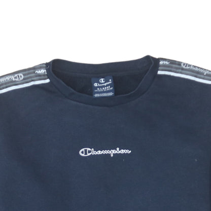 Champion Boys Black XL 13-14 Years Crew Neck Logo Sweatshirt