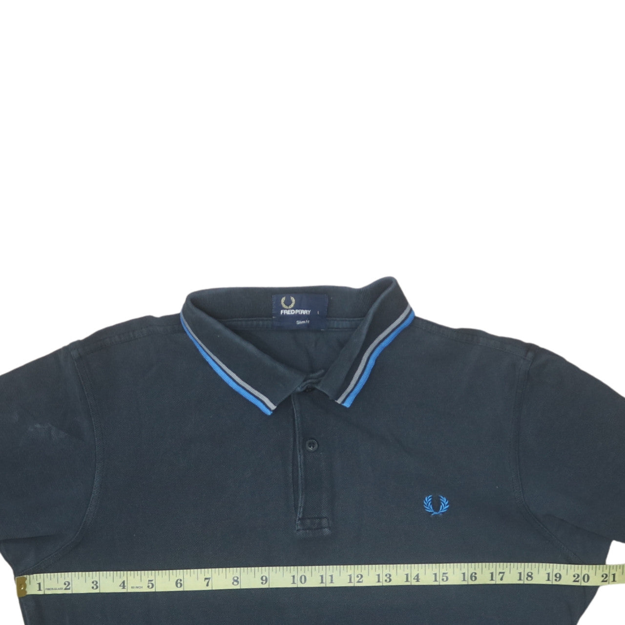 Fred Perry Men's Black Slim Fit Polo Shirt L Cotton Laurel Logo