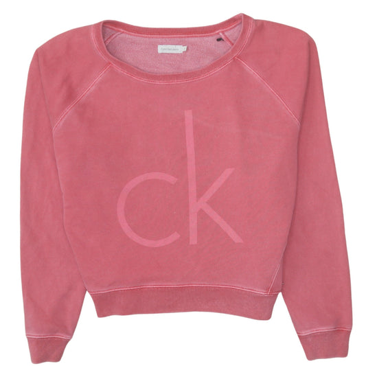 Womens UK Size S Calvin Klein Jeans Pink Pullover Sweatshirt