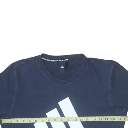 Adidas Men's Blue Crew Neck Graphic Logo T-Shirt Size M