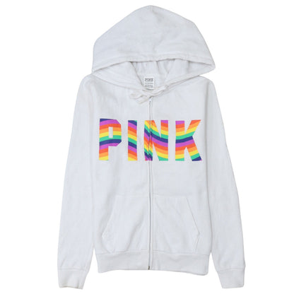 Womens UK Size XS Victoria's Secret White Full Zip Hoodie