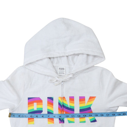 Womens UK Size XS Victoria's Secret White Full Zip Hoodie