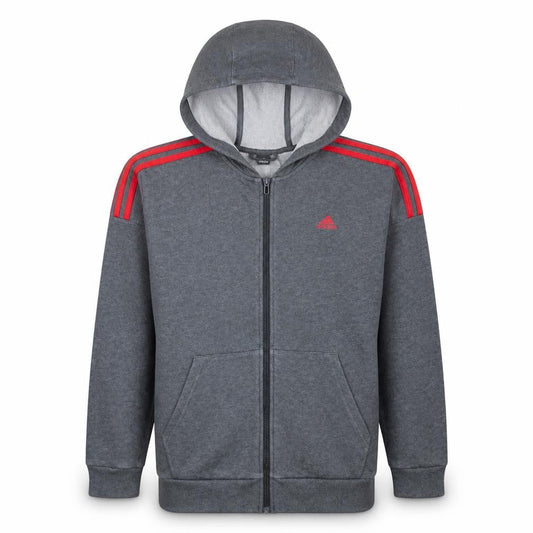 Front view of adidas boys’ grey full zip hoodie 10-11 years sports hooded sweatshirt