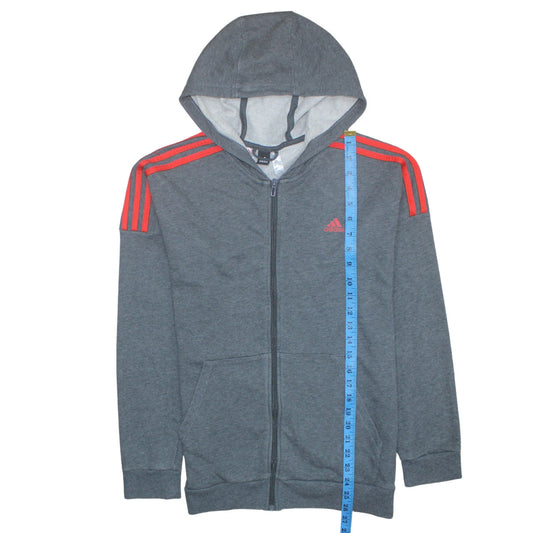 adidas Boys Grey Full Zip Hoodie 10-11 Years Sports Hooded Sweatshirt