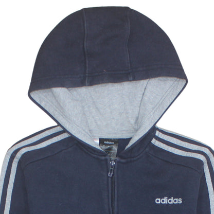 Adidas Boys Blue & Grey Full Zip Hoodie 13-14 Years Sports Fleece