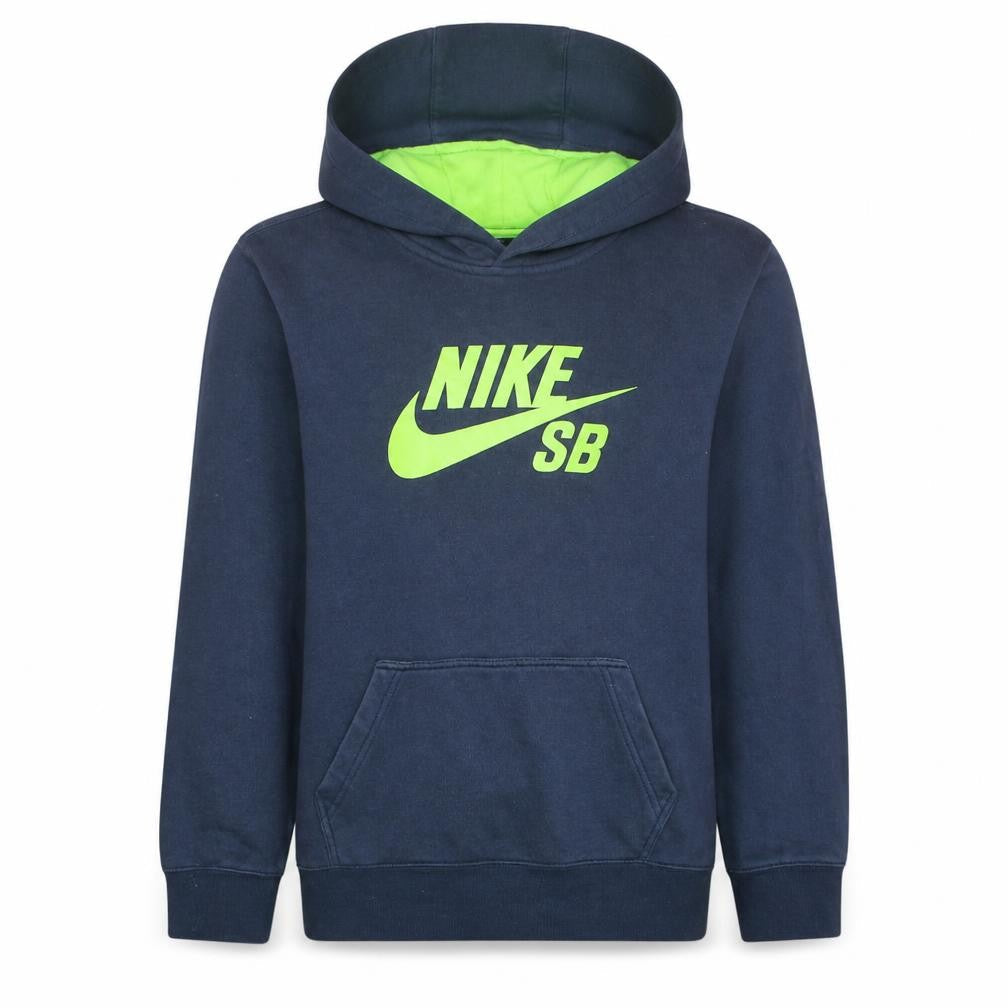 Front view of Nike SB boys’ navy blue hoodie xl 13-15 years pullover fleece sweatshirt