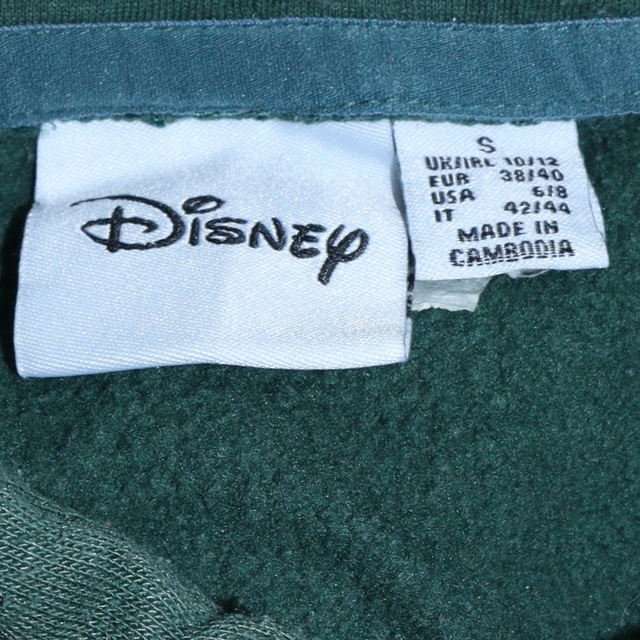 Womens UK Size S Disney Green Pullover Hoodie