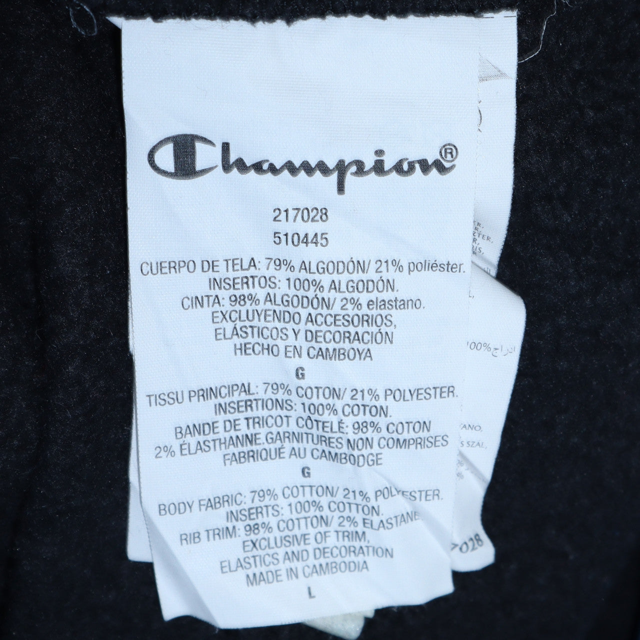 Mens UK Size L Champion Black Pullover Hoodie