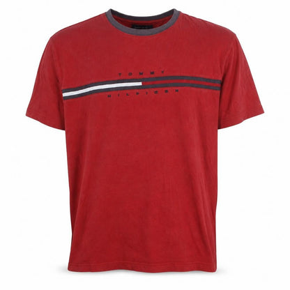 Tommy Hilfiger Men's Red XL Crew Neck Logo T-Shirt