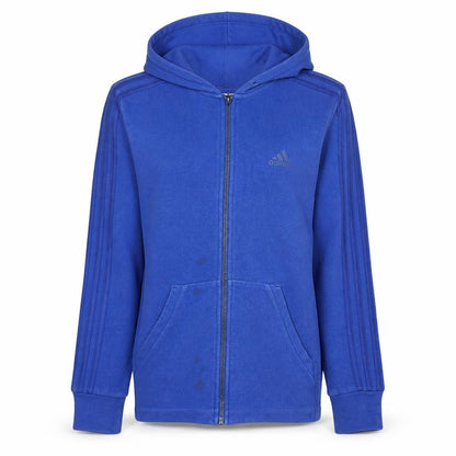 Front view of Adidas women’s blue full zip hooded sweatshirt xs relaxed fit