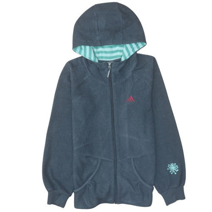 Adidas Girls Grey Fleece Hooded Full Zip Jacket 7-8 Years ClimaWarm