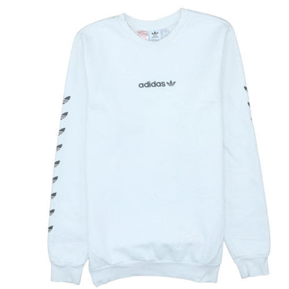 Adidas Boys White XL 15-16 Years Crew Neck Logo Sweatshirt