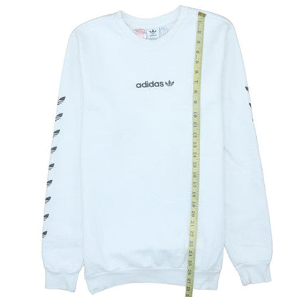Adidas Boys White XL 15-16 Years Crew Neck Logo Sweatshirt
