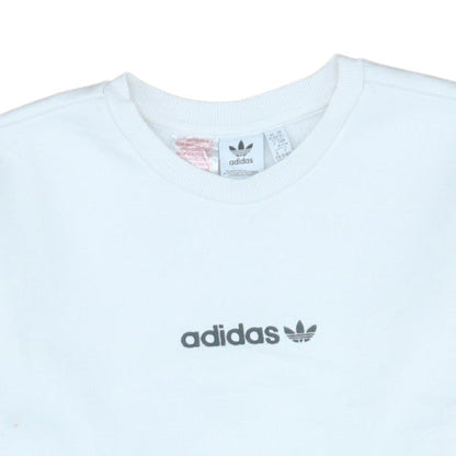 Adidas Boys White XL 15-16 Years Crew Neck Logo Sweatshirt