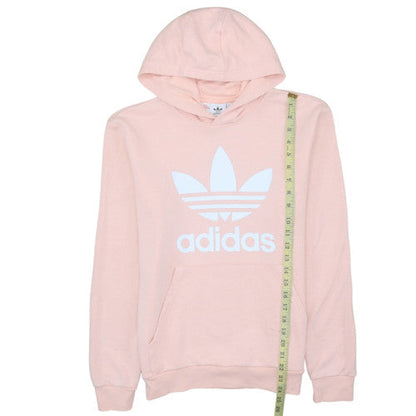 Adidas Girls Pink Pullover Hoodie 14-15 Years Classic Logo Cotton Blend