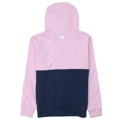 Adidas Girls Pink Colourblock Logo Pullover Hoodie Size 14 Years