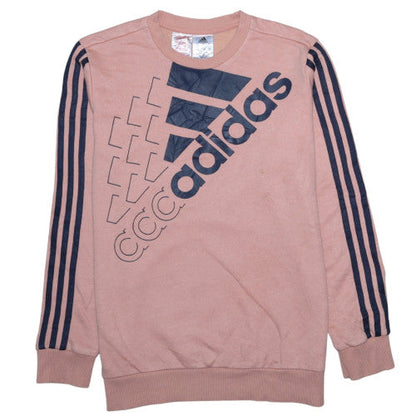 Adidas Boys Pink Logo Pullover Sweatshirt 13-14 Years Long Sleeve