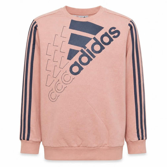 Front view of Adidas boys’ pink logo pullover sweatshirt 13-14 years long sleeve