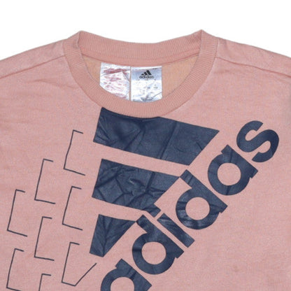 Adidas Boys Pink Logo Pullover Sweatshirt 13-14 Years Long Sleeve