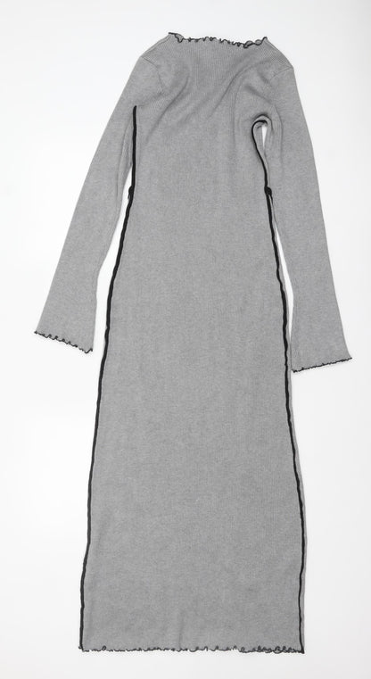 Warehouse Women’s Grey Knit Bodycon Midi Dress Size S