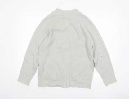Brave Soul Women’s Grey Chunky Knit Cardigan M V-Neck Button Front