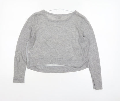 H&M Women Grey Long Sleeve Basic Jersey Top Size 8