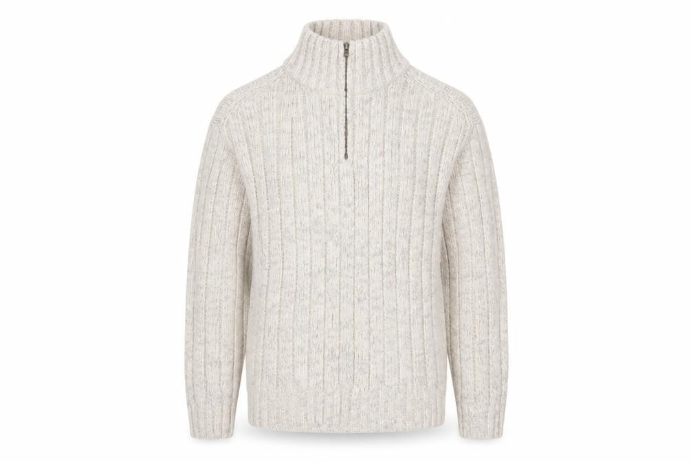 Marks and Spencer Men’s Beige 1/2 Zip Cable-Knit Jumper M