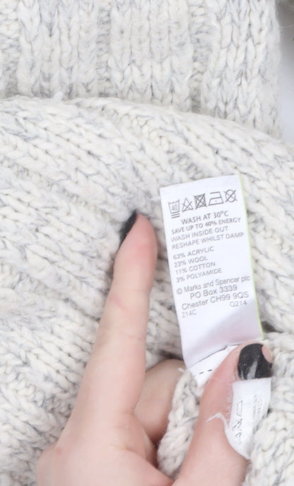 Marks and Spencer Men’s Beige 1/2 Zip Cable-Knit Jumper M