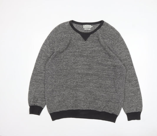 Tu Men Grey Cotton Crew Neck Pullover Jumper Size L
