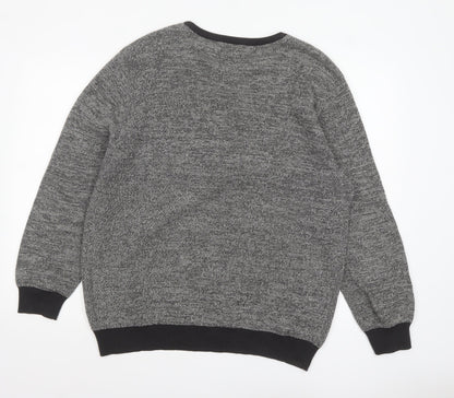 Tu Men Grey Cotton Crew Neck Pullover Jumper Size L