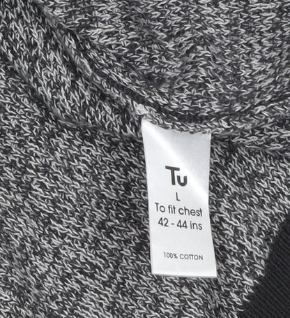 Tu Men Grey Cotton Crew Neck Pullover Jumper Size L