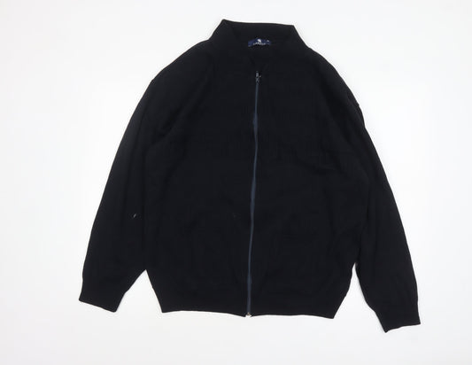 Carson Men Black XL Full Zip Cotton Blend Jumper
