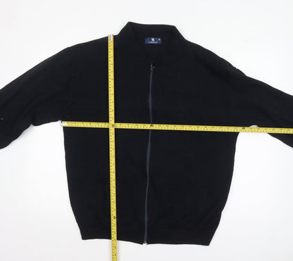 Carson Men Black XL Full Zip Cotton Blend Jumper