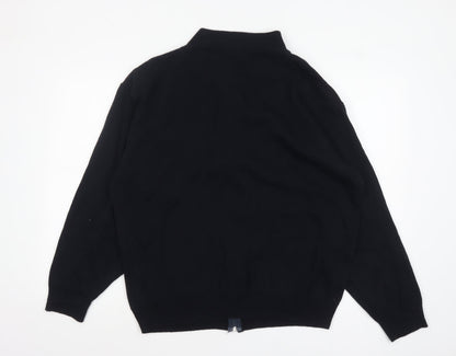 Carson Men Black XL Full Zip Cotton Blend Jumper
