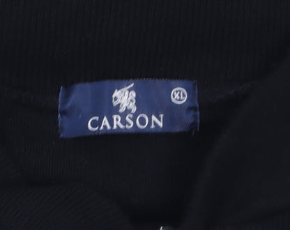 Carson Men Black XL Full Zip Cotton Blend Jumper