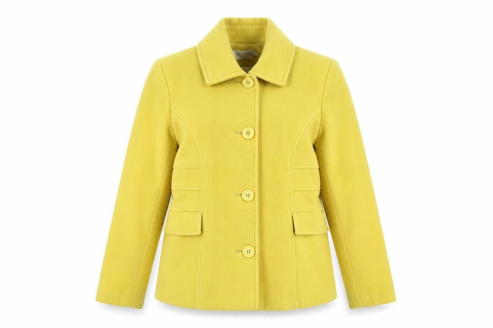 Lakeland Women Yellow Wool Blend Buttoned Mid-Length Coat Size 12