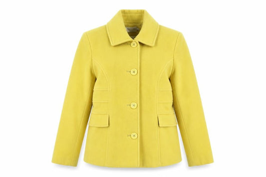 Lakeland Women Yellow Wool Blend Buttoned Mid-Length Coat Size 12