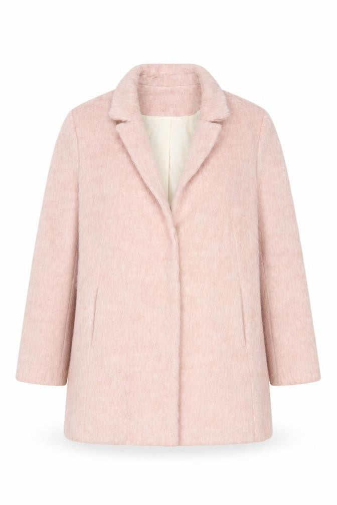 Topshop Womens Pink Long Sleeve Mid-Length Wool Blend Overcoat UK 12