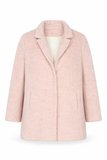 Topshop Womens Pink Long Sleeve Mid-Length Wool Blend Overcoat UK 12
